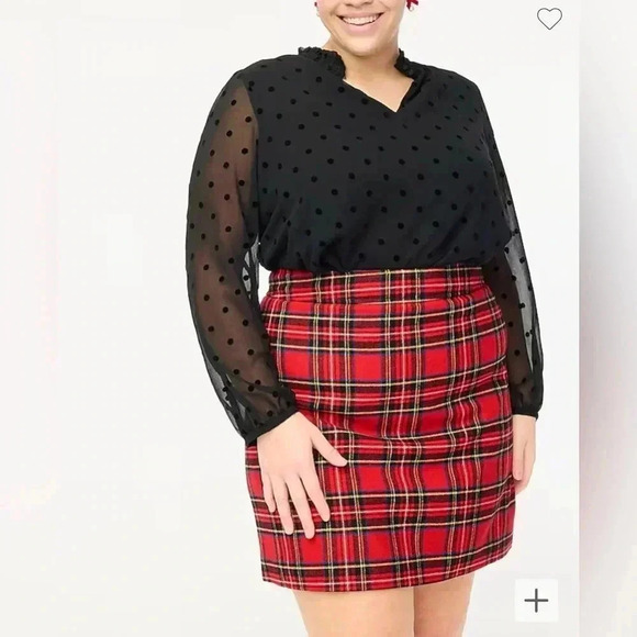 J Crew Skirt Tartan Red Plaid A-Line Women’s Size 22 NWT Wool Blend Lined - Picture 1 of 10